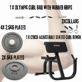 York Barbell C19CB Adjustable Seated Curl Bench Set Bundle